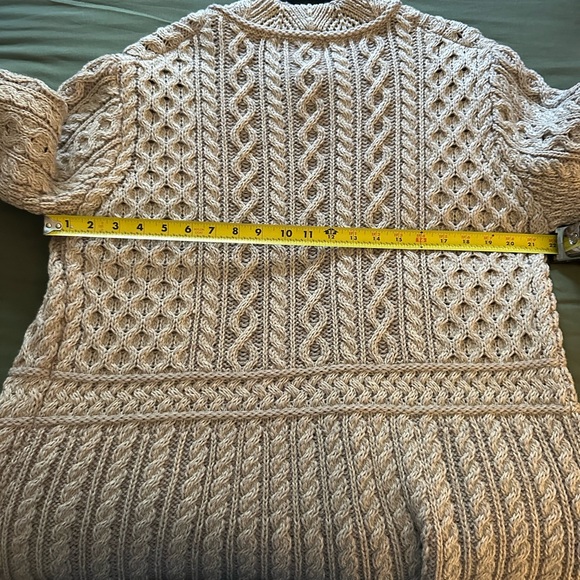 Aran Crafts Wool Cable Knit Long Cardigan Sweater - Picture 8 of 9